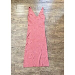 Free People Beach Daniela Low-Back Sweater Midi Dress Size L Coral Sleeveless